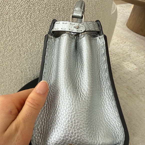 Fendi Peekaboo Mini – Cuoio Romano Lux “Argento Palladio” (metallic silver) - Picture 10 of 13